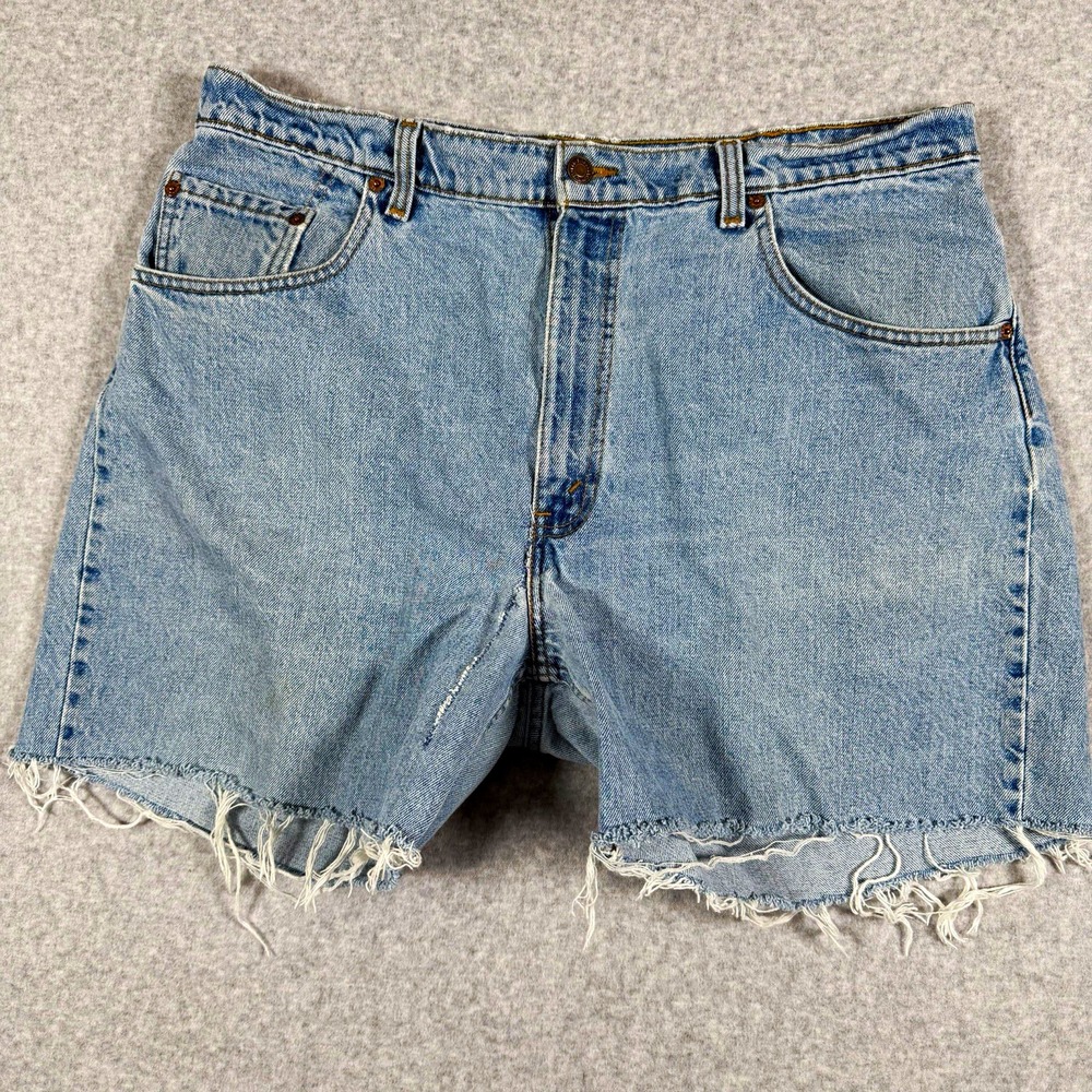 Levi's 560 Mens Blue Light Wash Denim Cut-Off Shorts Loose Fit 40 5in Zip